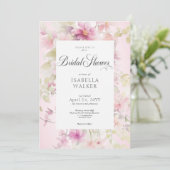 ラスティック ピンク & セイジ ウォーターカラー フローラル ブライダル シャワー 招待状 (スタンド正面)