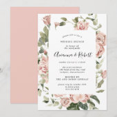 ラスティック ピンク フローラル ウェディング アフター ブランunch 招待状 (正面/裏面)