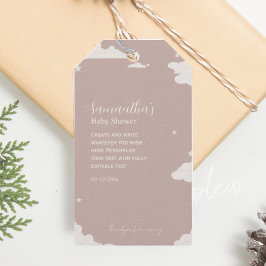 ラスティック ピンク ミニマル クラウド ベイビーシャワー ギフトタグ