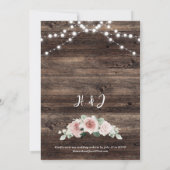 ラスティック ピンク ユーカリ ウッド ストリング ライト ウェディング 招待状 (裏面)