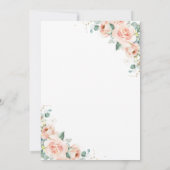 ラスティック ピーチ ブラッシュ フローラル グリーンリース ウェディング 招待状 (裏面)