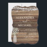 ラスティック ファームハウス ベイビーズ ブレス ジャー ウェディング 招待状<br><div class="desc">木製背景にストリング ライトとベイビーズ ブレスのジャー付きラスティック ファームハウス ウェディング 招待状 - 特別なウェディング デーのお祝いのためのモダンなカントリー ファーム ハウス スパークルを備えた美しくエレガントなスクリプト タイポグラフィが含まれています。</div>