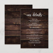 ラスティック ファーム ウッド, ホワイト スクリプト, 結婚式 詳細 エンクロージャーカード (正面/裏面)