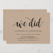 ラスティック ファーム クラフト, ブラックスクリプト, 結婚式の秘密結婚式 招待状 (正面/裏面)