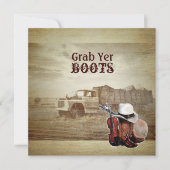 ラスティック ファーム トラック ウェスタン カントリー ウェディング 招待状 (正面)