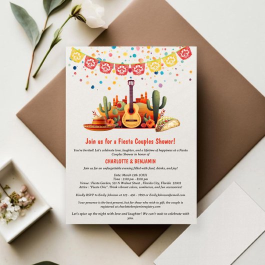 ラスティック フィエスタ テーマ カップルズ シャワー 招待状