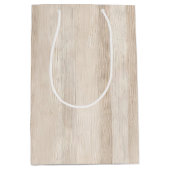 ラスティック フェイク クリーム ホワイト ウッドのウェディング ミディアムペーパーバッグ (正面)