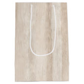 ラスティック フェイク クリーム ホワイト ウッドのウェディング ミディアムペーパーバッグ (裏面)