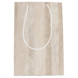 ラスティック フェイク クリーム ホワイト ウッド ウェディング ミディアムペーパーバッグ
