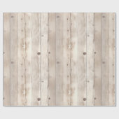 ラスティック フェイク クリーム ホワイト ウッド ウェディング ラッピングペーパー (フラット)