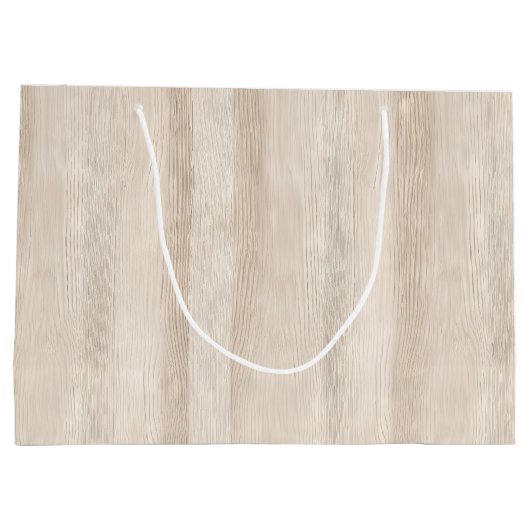 ラスティック フェイク クリーム ホワイト ウッド ウェディング ラージペーパーバッグ (裏面)