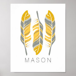 ラスティック フェザーズ ステイ ワイルド パーソナライズ ウォール アート ポスター