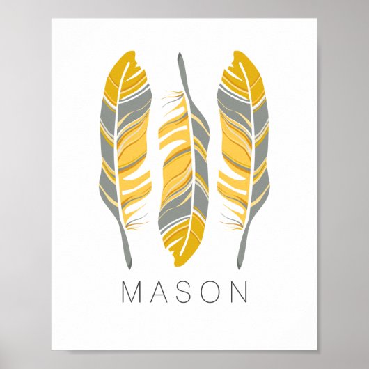 ラスティック フェザーズ ステイ ワイルド パーソナライズ ウォール アート ポスター (正面)