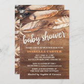 ラスティック フェザーズ ベイビー シャワー 招待状 (正面/裏面)