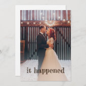 ラスティック フォト ちょうど結婚した ボーホー レセプション 招待状 (正面/裏面)