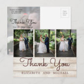 ラスティック フォト シック モダン ウェディング サンクスカード ポストカード (正面/裏面)