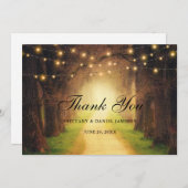 ラスティック フォレスト パス ウッド ストリング ライト ウェディング サンキューカード (正面/裏面)