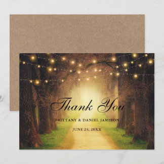 ラスティック フォレスト パス ストリング ライト クラフト ウェディング サンキューカード