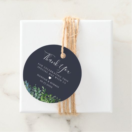 ラスティック フォレスト フォリアージ ネイビーブルー ウェディング フェイバータグ (インサイチュ)