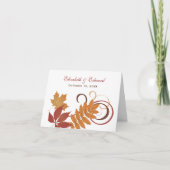 ラスティック フォーリング リーフ ウェディング モノグラム サンキューカード (正面)