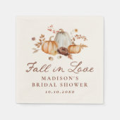 ラスティック フォール イン ラブ パンプキン フローラル ブライダル シャワー スタンダードカクテルナプキン (正面)