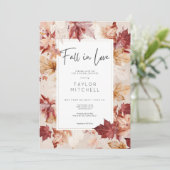 ラスティック フォール イン ラブ フォール クリーム ブライダルシャワー 招待状 (スタンド正面)