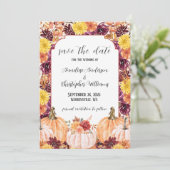 ラスティック フォール ウォーターカラー フローラル パンプキン フォト セーブザデート (スタンド正面)