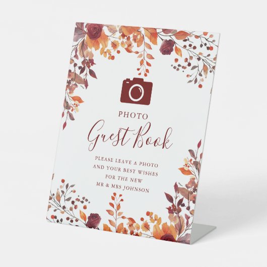 ラスティック フォール オータム フォト ゲストブック ウェディング 台座サイン (正面)