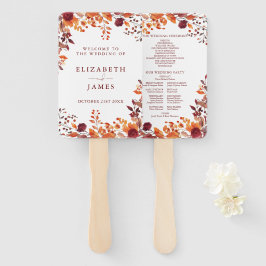 ラスティック フォール オータム リーフ ウェディング プログラム ハンドファン