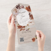 ラスティック フォール ニュートラル リース タン QRコード オールインワン招待状 (貼ってはがせる)