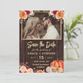 ラスティック フォール パンプキン フラワーの結婚式 保存日 セーブザデート (スタンド正面)