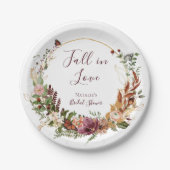 ラスティック フォール フラワーブライダルシャワー ペーパープレート (正面)