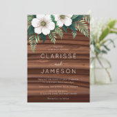 ラスティック フォール フラワー アイボリー シンプル ボヘミア ウェディング 招待状 (スタンド正面)