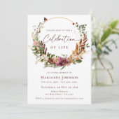 ラスティック フォール フローラル 追悼 生命の祝い 招待状 (スタンド正面)