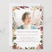 ラスティック フォール フローラル 追悼 生命の祝い 招待状 (裏面)