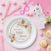 ラスティック フォール ボヘミア アーチ パンパス グラス ブライダル シャワー ペーパープレート (パーティー)