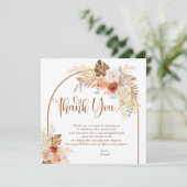 ラスティック フォール ボーホー アーチ パンパス グラス ブライダル シャワー サンキューカード (スタンド正面)