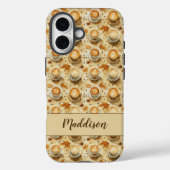 ラスティック・フォール・ラテ柄と秋の葉 Case-Mate iPhoneケース (裏面)