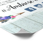 ラスティック フラワーのコウテイ ボヘミアンコレクション ウェディングハッシュタグ写真 ポスター (角)