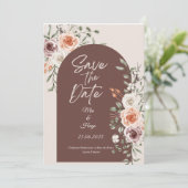 ラスティック フラワーの Save the Date カード (スタンド正面)