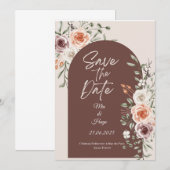ラスティック フラワーの Save the Date カード (正面/裏面)