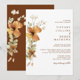 ラスティック フラワーズ バーン オレンジ 秋のウェディング 招待状