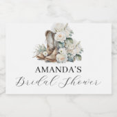 ラスティック フラワーブーツ カウガール ブライズシャワー スパークリングワインラベル (シングルラベル)