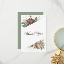 ラスティック フラワーモダン バーガンディ マサラ ゴールド ウェディング サンキューカード