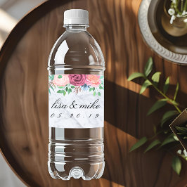 ラスティック フラワー ウェディング マーブル ペットボトルラベル