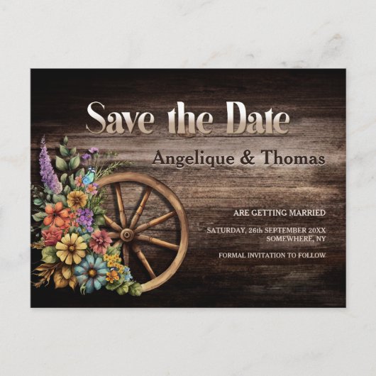 ラスティック フラワー ウェディング 案内ポストカード (正面)