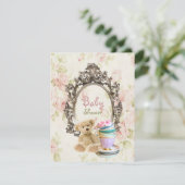 ラスティック フラワー テディベア ベビーシャワー 招待状 (スタンド正面)