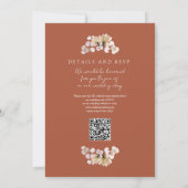 ラスティック フラワー QR コード 秋 秋 テラコッタ ウェディング 招待状 (裏面)