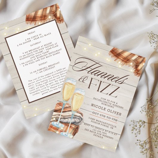 ラスティック フランネル & フィズ 秋のバチェロレッテ ウィークエンド 招待状
