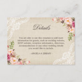 ラスティック フローラルレース バルーン 結婚式 詳細 エンクロージャーカード (正面)